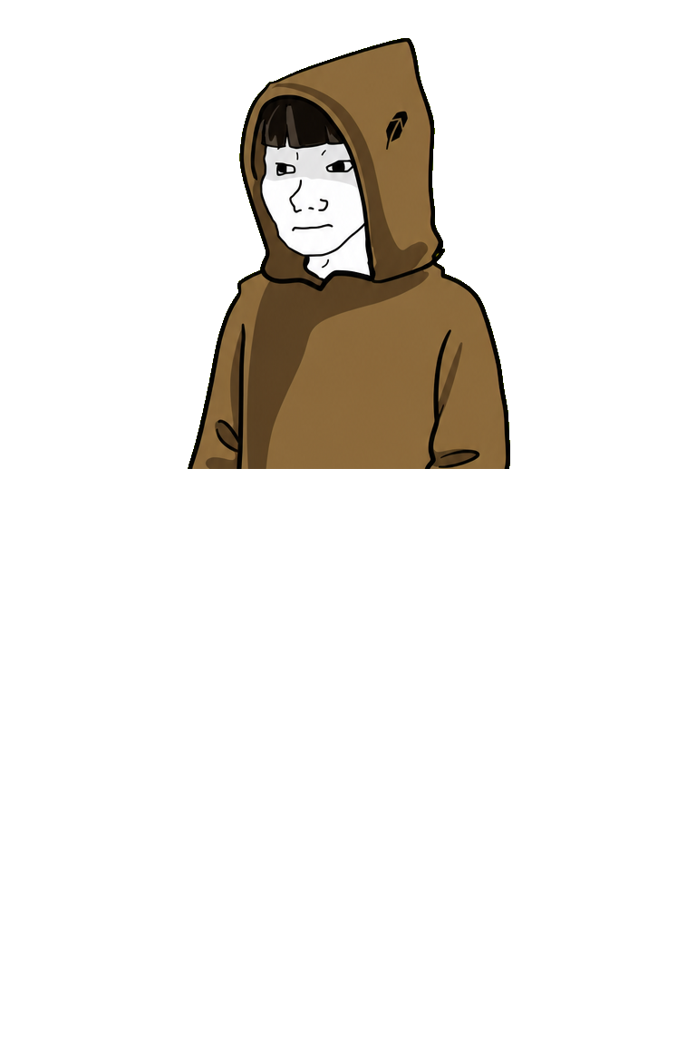 the hooded one, hands in pockets